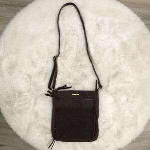 ESTALON  Brown genuine Leather Crossbody Bag